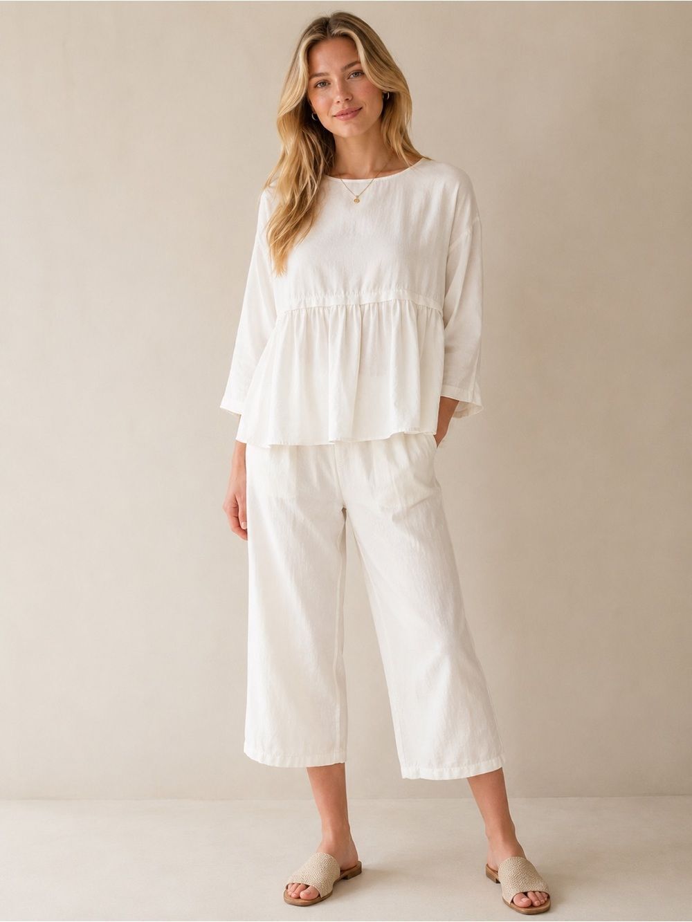 Maje White Peplum Minimalist Linen Blend Parisian Blouse
